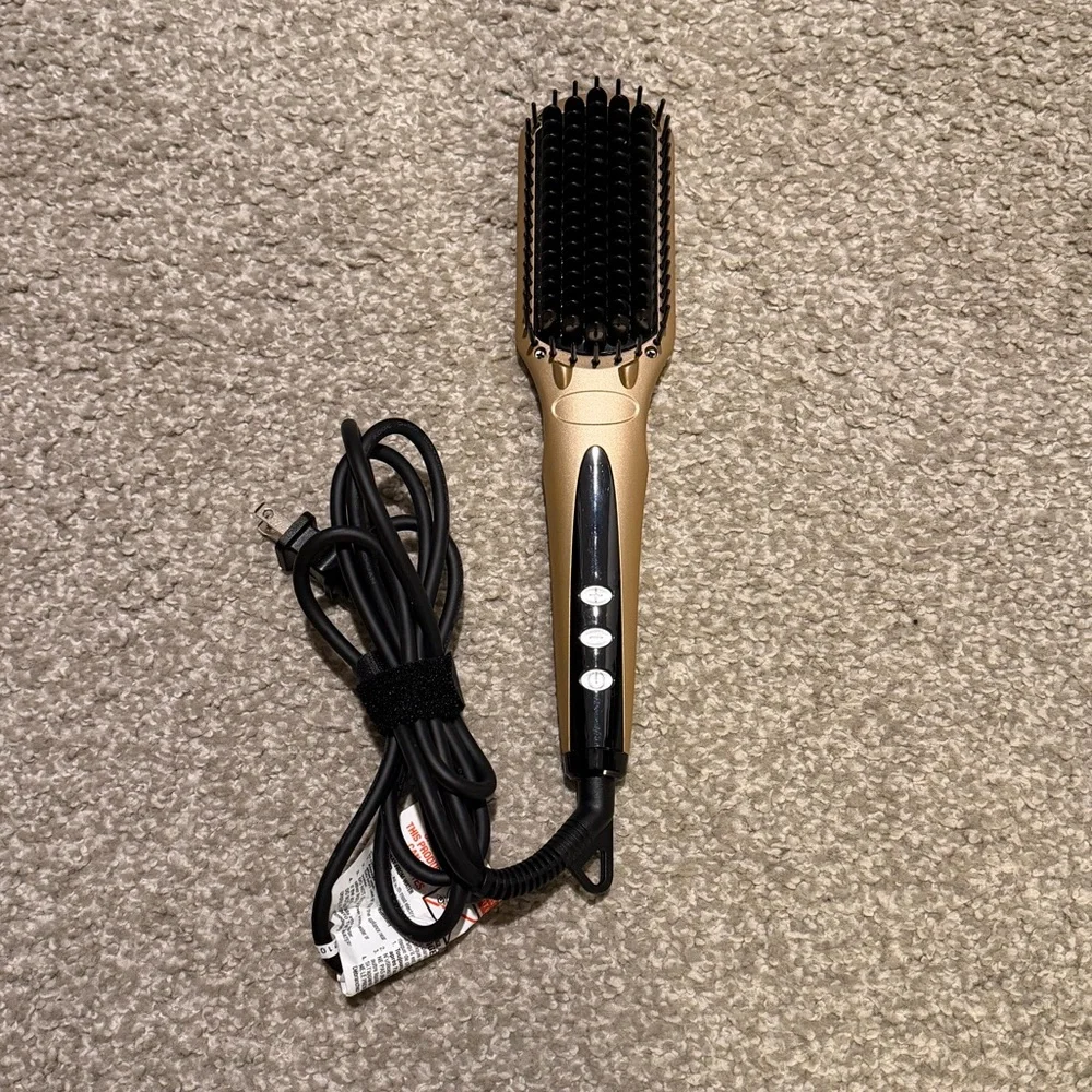 Gold Heated Straightening Brush for Women - Sleek Styling with Easy Controls